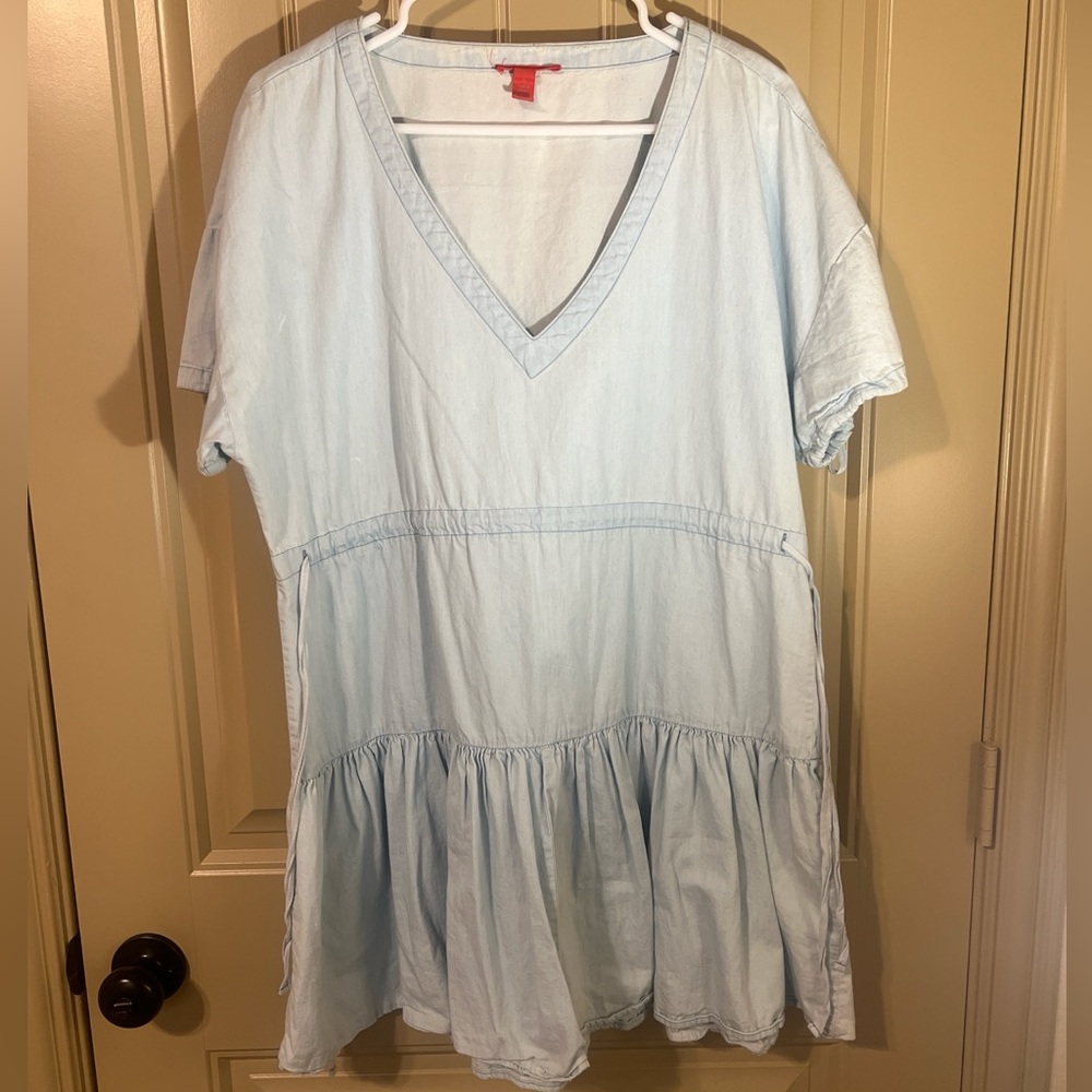Chelsea & Violet Sky Blue V-Neck Mini Dress